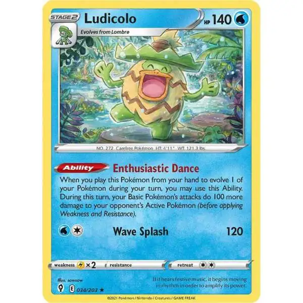 Pokemon Trading Card Game Sword & Shield Evolving Skies Rare Holo Ludicolo #34