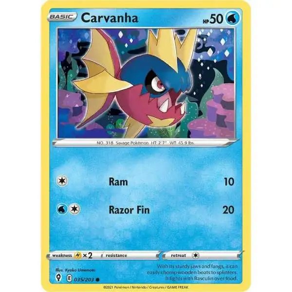 Pokemon Trading Card Game Sword & Shield Evolving Skies Common Carvanha #35