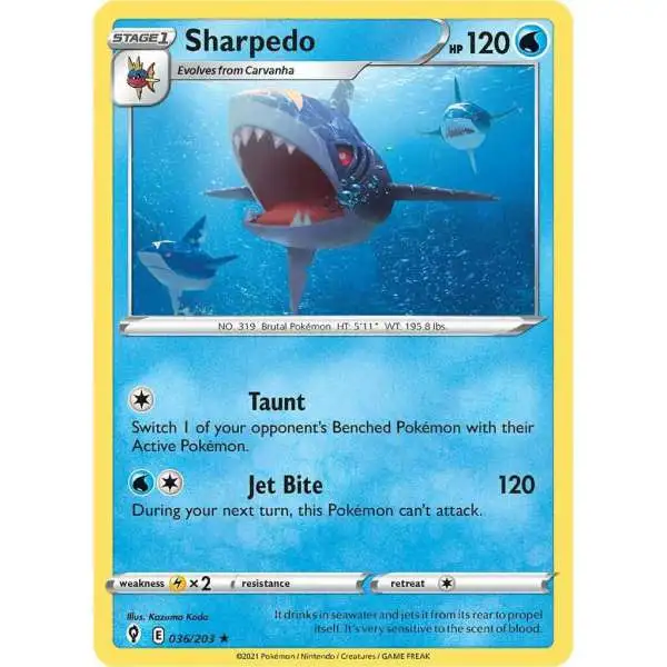 Pokemon Trading Card Game Sword & Shield Evolving Skies Rare Sharpedo #36
