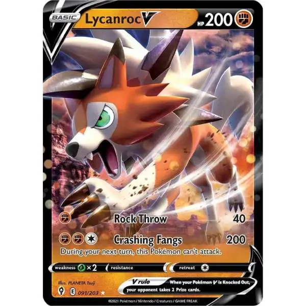 Pokemon Trading Card Game Sword & Shield Evolving Skies Ultra Rare Lycanroc V #91
