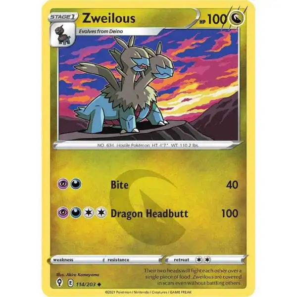 Pokemon Trading Card Game Sword & Shield Evolving Skies Uncommon Zweilous #114