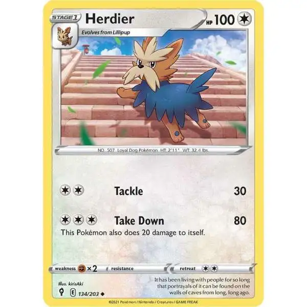Pokemon Trading Card Game Sword & Shield Evolving Skies Uncommon Herdier #134