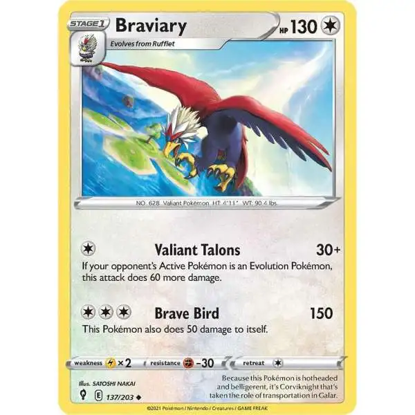 Pokemon Trading Card Game Sword & Shield Evolving Skies Uncommon Braviary #137