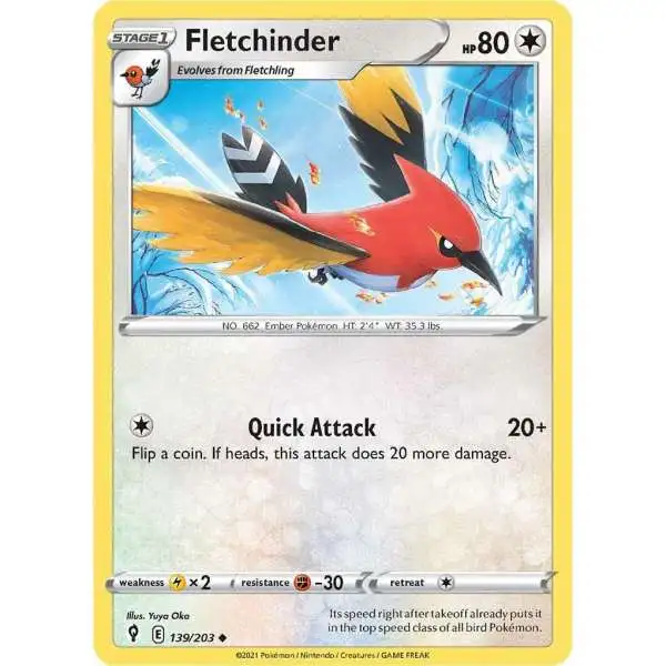 Pokemon Trading Card Game Sword & Shield Evolving Skies Uncommon Fletchinder #139