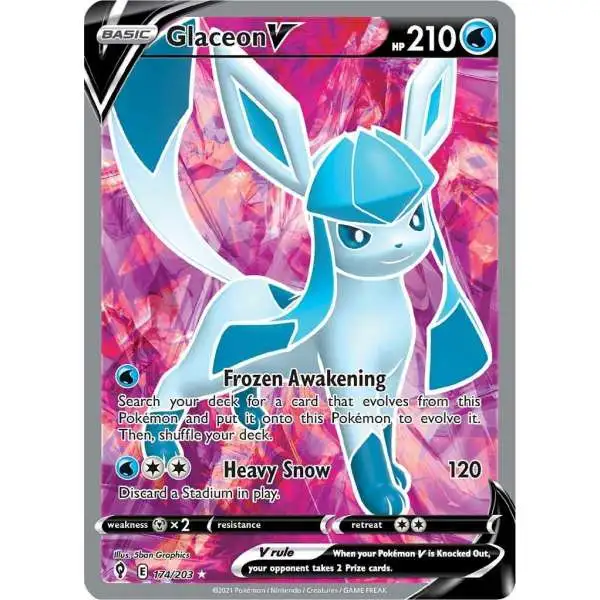 Pokemon Trading Card Game Sword & Shield Evolving Skies Ultra Rare Glaceon V #174