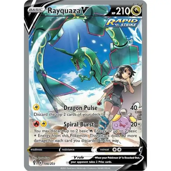 Pokemon Trading Card Game Sword & Shield Evolving Skies Ultra Rare Rayquaza V #194