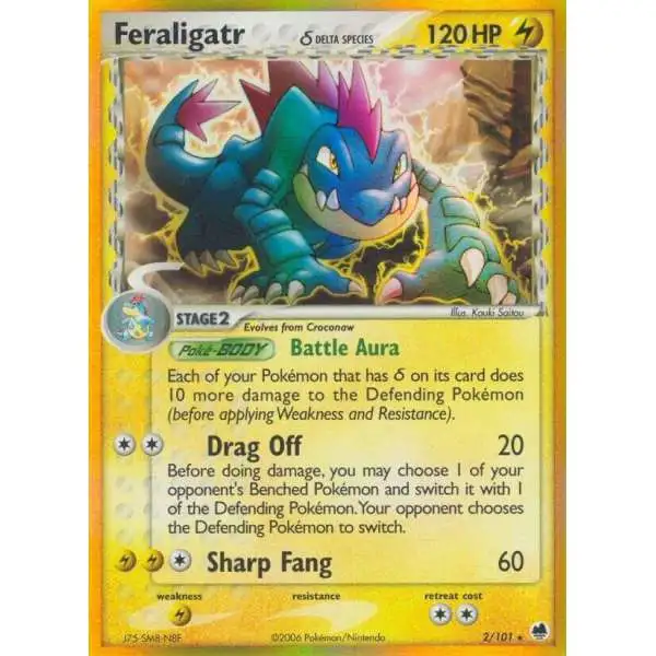 Pokemon EX Dragon Frontiers Rare Feraligatr (Delta Species) #2 [Reverse Holofoil] [Lightly Played]