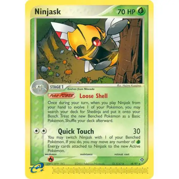 Pokemon Trading Card Game EX Dragon Rare Ninjask #18 [Reverse Holofoil] [Moderately Played]