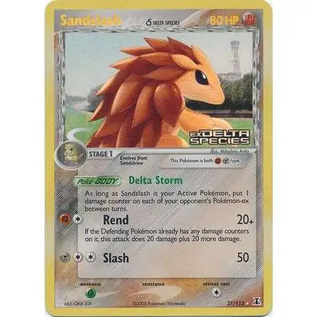 Pokemon EX Delta Species Reverse Holo Rare Sandslash #27 [Delta Species]