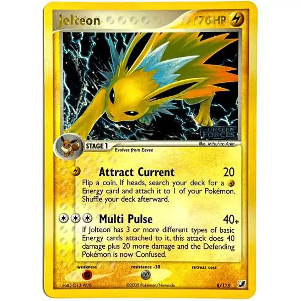 Pokemon EX Unseen Forces Rare Jolteon #8 [Reverse Holofoil] [Lightly Played]