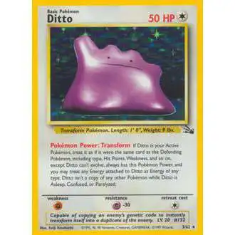 Pokemon Fossil Holo Rare Ditto #3 [Moderately Played]