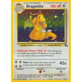 Pokemon Fossil Holo Rare Dragonite #4 [Lightly Played]