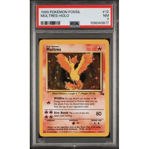 Pokemon Fossil Holo Rare Moltres #12 [PSA 7]