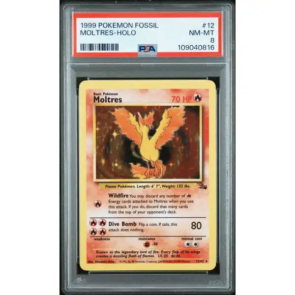 Pokemon Fossil Holo Rare Moltres #12 [PSA 8]