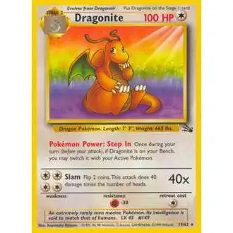 Pokemon Fossil Rare Dragonite #19 [Moderately Played]