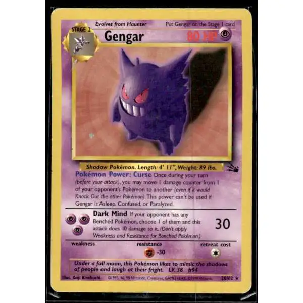 Pokemon Fossil Rare Gengar #20 [Moderately Played]