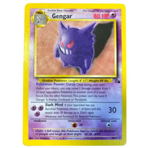 Pokemon Fossil Rare Gengar #20 [Lightly Played]