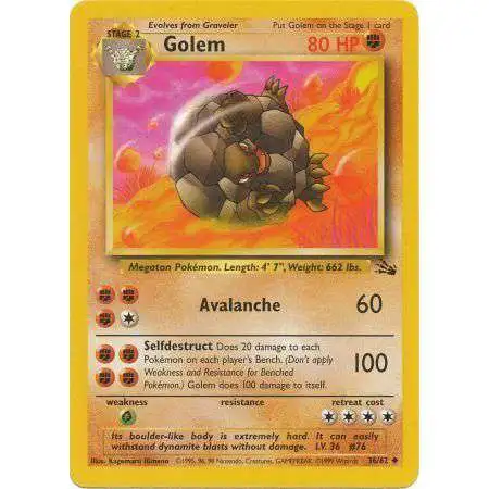 Pokemon Fossil Uncommon Golem #36 [Lightly Played]