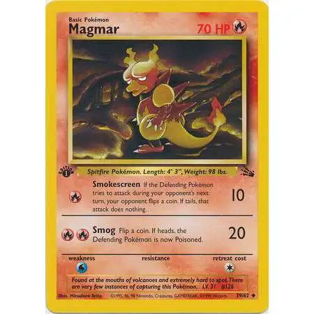 Pokemon Fossil Uncommon Magmar #39 [1st Edition]