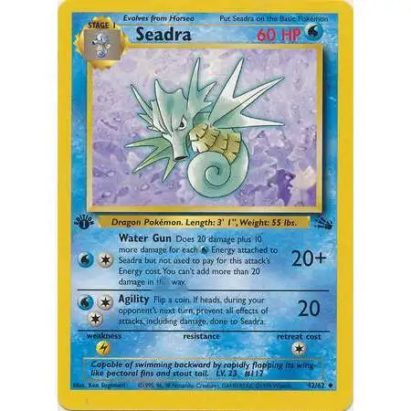 Pokemon Fossil Uncommon Seadra #42 [1st Edition] [Lightly Played]