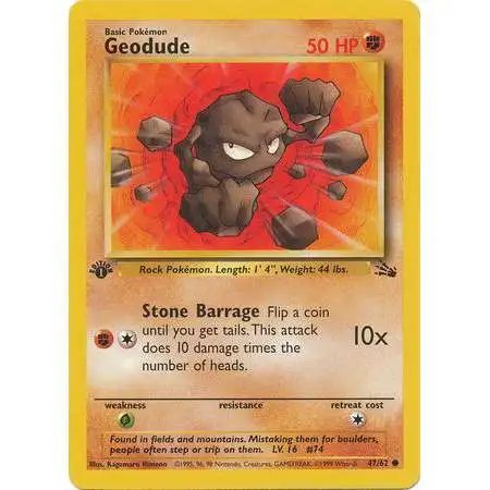 Pokemon Fossil Common Geodude #47 [1st Edition]