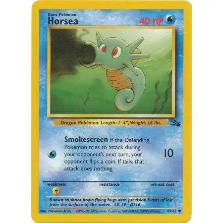 Pokemon Fossil Common Horsea #49 [Damaged]