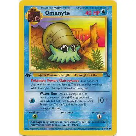 Pokemon Fossil Common Omanyte #52 [1st Edition] [Lightly Played]