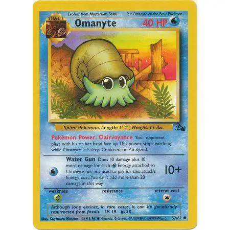 Pokemon Fossil Common Omanyte #52 [Moderately Played]