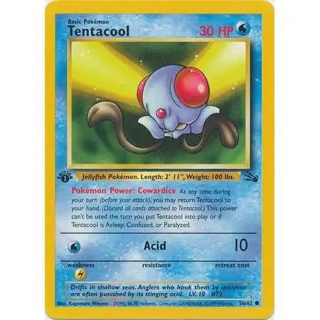 Pokemon Fossil Common Tentacool #56 [1st Edition]