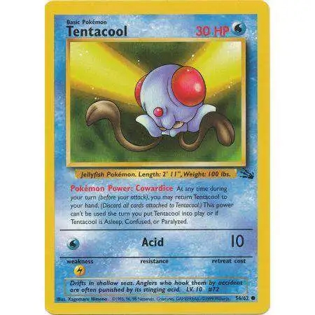 Pokemon Fossil Common Tentacool #56 [Damaged]