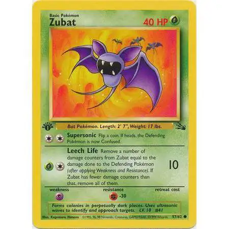 Pokemon Fossil Common Zubat #57 [1st Edition]