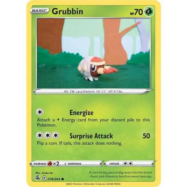 Pokemon Trading Card Game Sword & Shield Fusion Strike Common Grubbin #18