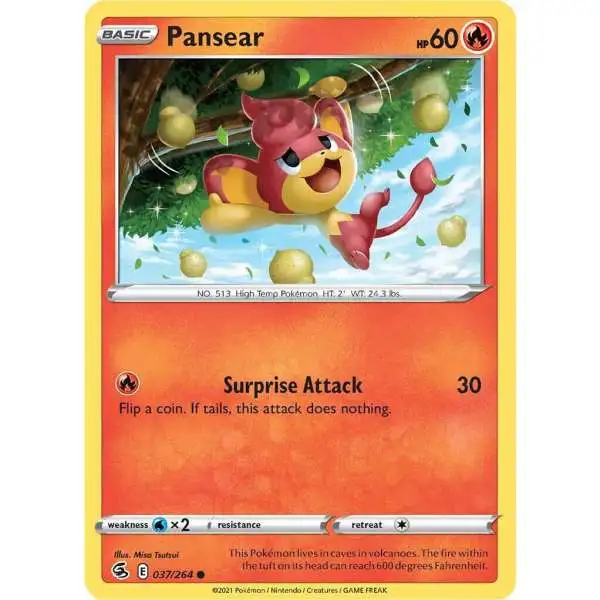 Pokemon Trading Card Game Sword & Shield Fusion Strike Common Pansear #37