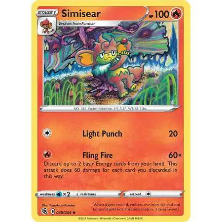 Pokemon Trading Card Game Sword & Shield Fusion Strike Uncommon Simisear #38