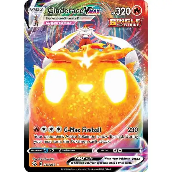 Pokemon Trading Card Game Sword & Shield Fusion Strike Ultra Rare Cinderace VMAX #45