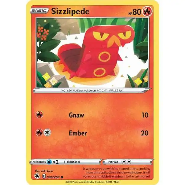 Pokemon Trading Card Game Sword & Shield Fusion Strike Common Sizzlipede #46