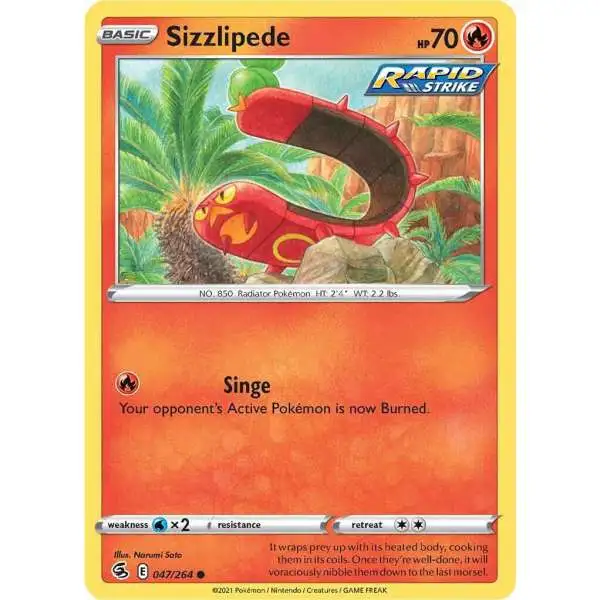 Pokemon Trading Card Game Sword & Shield Fusion Strike Common Sizzlipede #47
