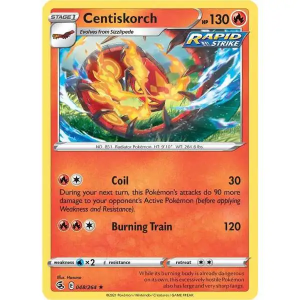 Pokemon Trading Card Game Sword & Shield Fusion Strike Rare Centiskorch #48