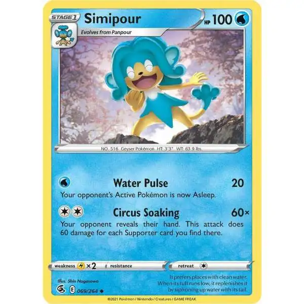 Pokemon Trading Card Game Sword & Shield Fusion Strike Uncommon Simipour #69