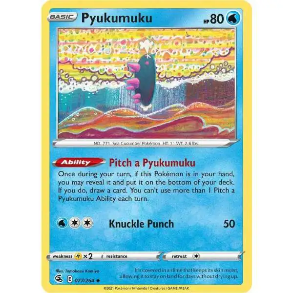 Pokemon Trading Card Game Sword & Shield Fusion Strike Uncommon Pyukumuku #77