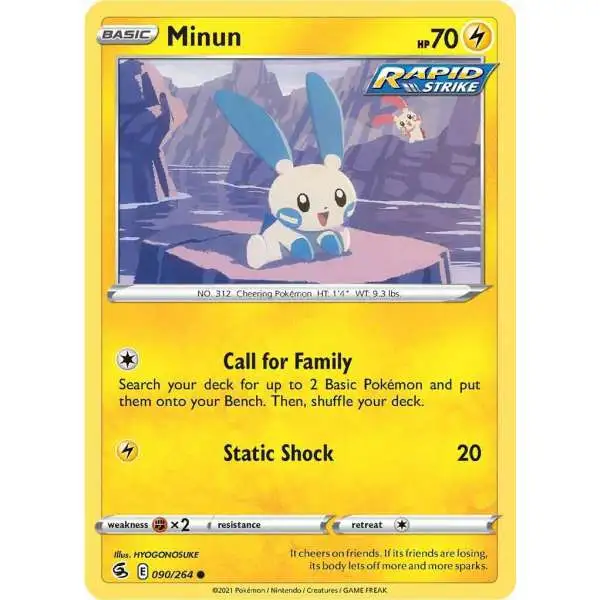 Pokemon Trading Card Game Sword & Shield Fusion Strike Common Minun #90