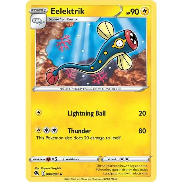 Pokemon Trading Card Game Sword & Shield Fusion Strike Uncommon Eelektrik #96