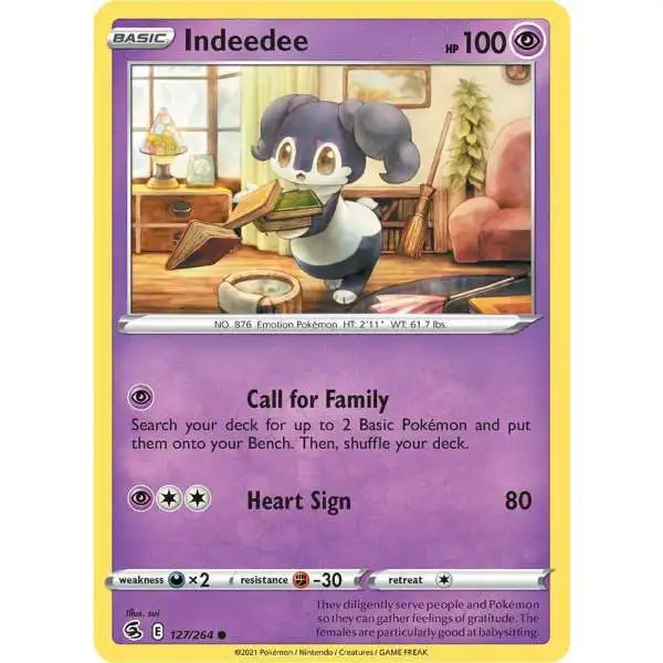 Pokemon Trading Card Game Sword & Shield Fusion Strike Common Indeedee #127