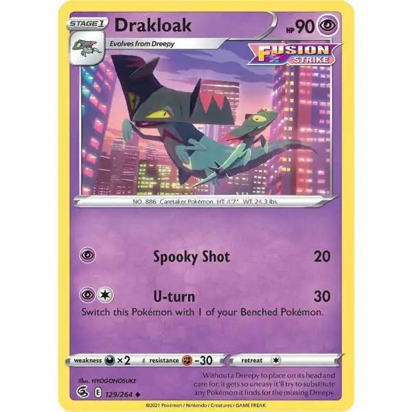 Pokemon Trading Card Game Sword & Shield Fusion Strike Uncommon Drakloak #129