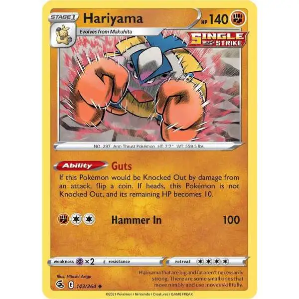 Pokemon Trading Card Game Sword & Shield Fusion Strike Uncommon Hariyama #143