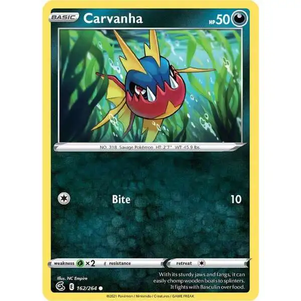Pokemon Trading Card Game Sword & Shield Fusion Strike Common Carvanha #162