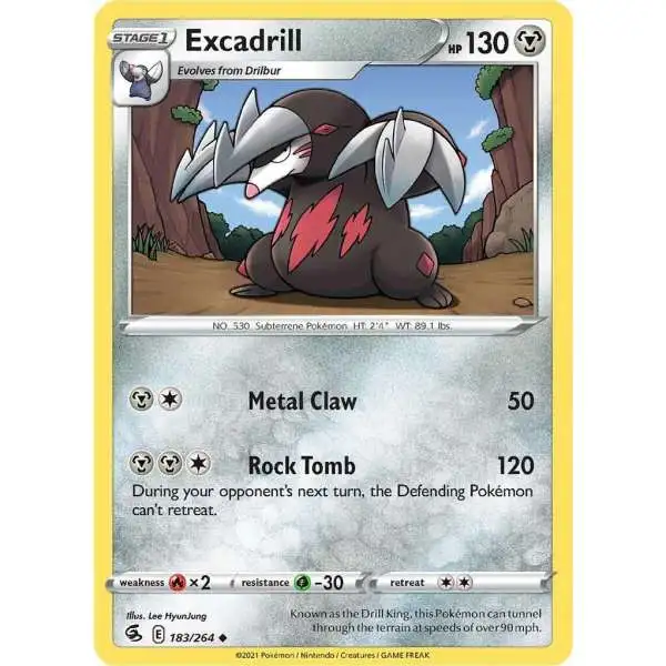 Pokemon Trading Card Game Sword & Shield Fusion Strike Uncommon Excadrill #183