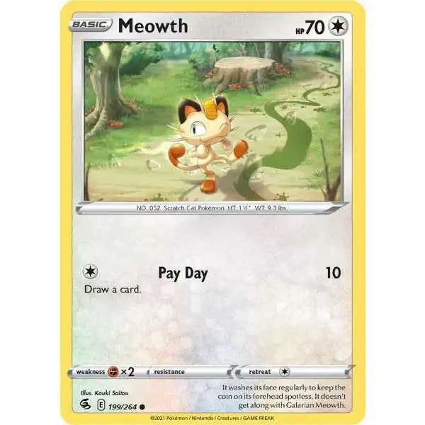 Pokemon Trading Card Game Sword & Shield Fusion Strike Common Meowth #199