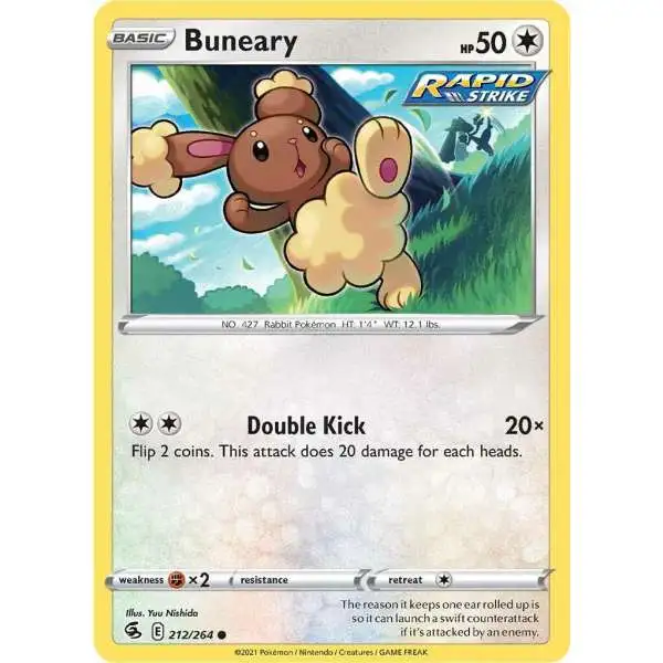 Pokemon Trading Card Game Sword & Shield Fusion Strike Common Buneary #212