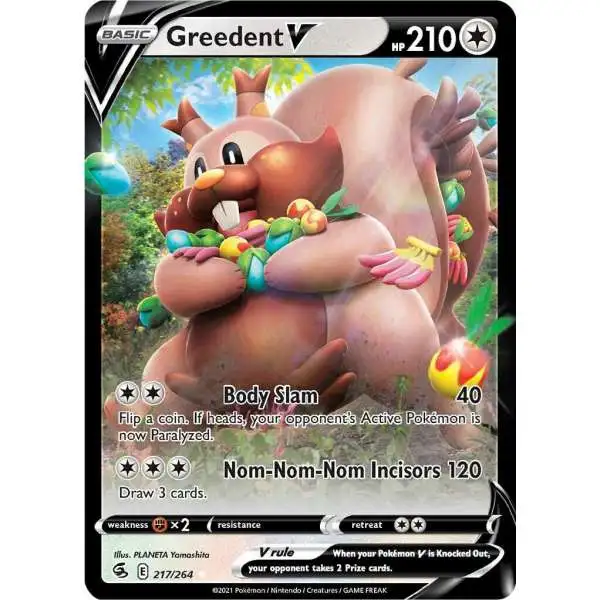 Pokemon Trading Card Game Sword & Shield Fusion Strike Ultra Rare Greedent V #217